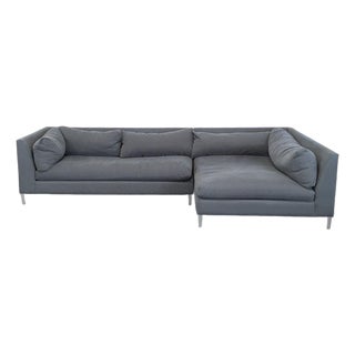 Crate & Barrel Gray Modern Sectional Sofa – Stylish and Spacious Seating For Sale
