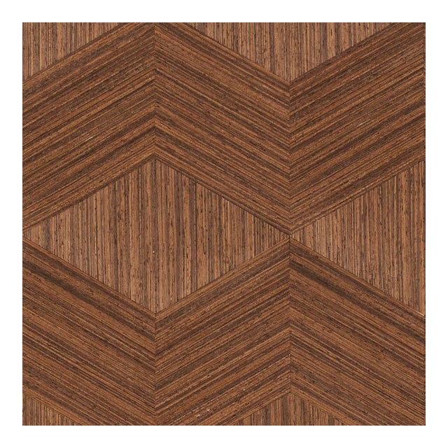 Schumacher Chevron Inlay Wallpaper in Walnut For Sale