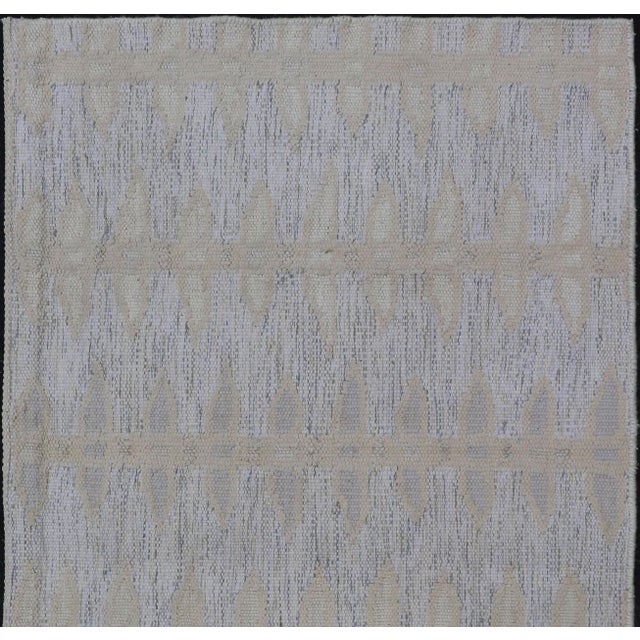 Measures: 3'0 x 5'5 Modern Scandinavian Flat Weave Rug with Subtle Geometric Patterns in Soft Ivory and Muted Gray 3'0 X...