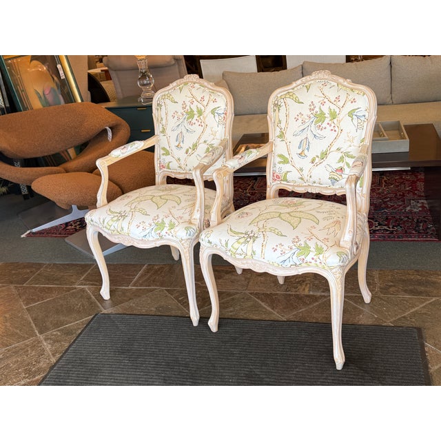 Early 21st Century Louis XV-Style Floral Upholstery Armchairs, Pair For Sale - Image 5 of 18
