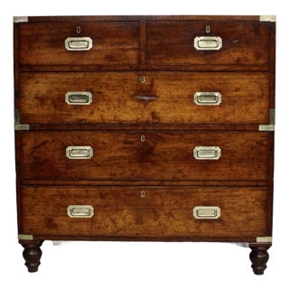 Antique Campaign Teak Chest from S.W Silver & Co, 1860s For Sale