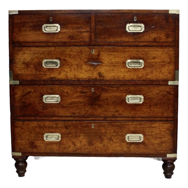 Antique Campaign Teak Chest from S.W Silver & Co, 1860s For Sale