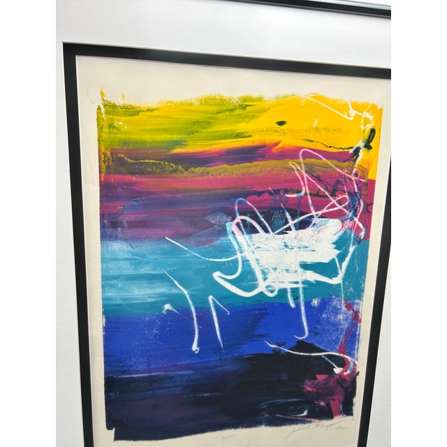 Postmodern 1992 Postmodern Abstract Monoprint by Kurt Merry in Custom Nielsen Pewter Frame For Sale - Image 3 of 7