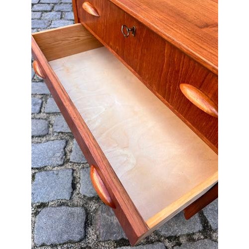 Small Danish Chest of Drawers with Shell Handles and Lock For Sale - Image 9 of 11