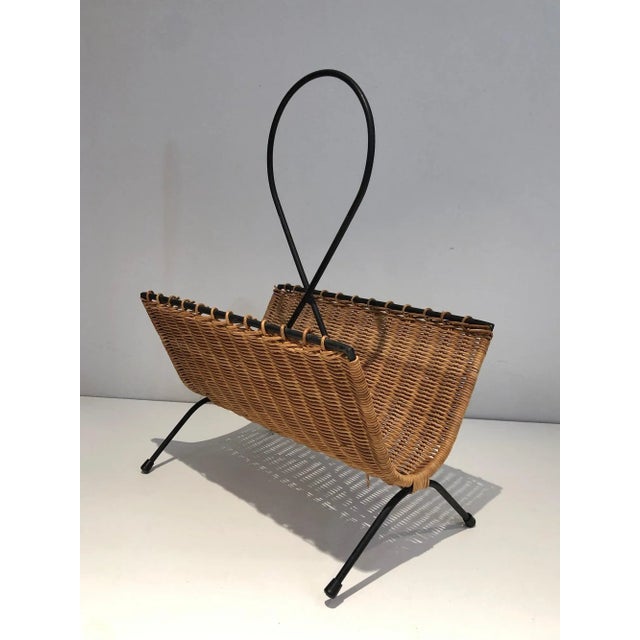 Mid-Century Modern Circa 1950 French Black Lacquered Metal Magazine Rack For Sale - Image 3 of 13