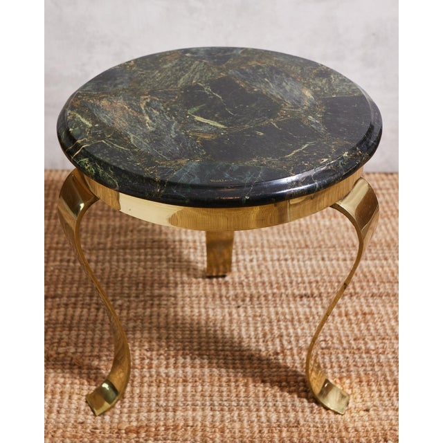 Mid-Century Modern 1960s Green and Brass Side Table Attributed to Arturo Pani For Sale - Image 3 of 14