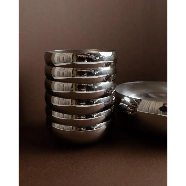 Vintage Space Age Bowls in Stainless Steel, Set of 7 For Sale - Image 3 of 11