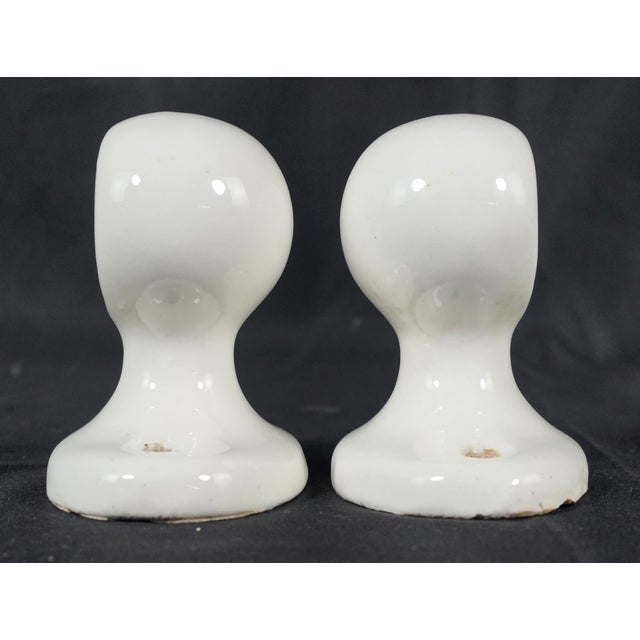 Ceramic Pair of Vintage European White Ceramic Bathroom Towel Bar Brackets For Sale - Image 7 of 8