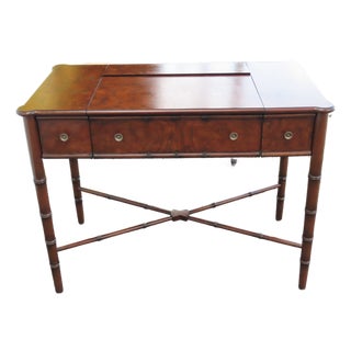 Hollywood Regency Henry Link Bali Hai Style Faux Bamboo Computer Desk 6438a For Sale