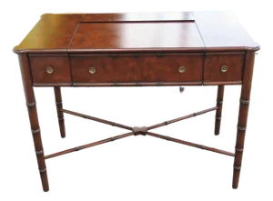 Hollywood Regency Henry Link Bali Hai Style Faux Bamboo Computer Desk 6438a