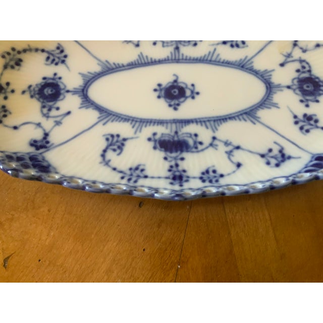 1960s 1960s Royal Copenhagen Blue Fluted Full Lace Oval Dish For Sale - Image 5 of 6