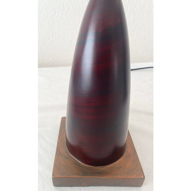 Ceramic Mid-Century Modern Design Pair of Hourglass “Turned” Shaped Two-Toned Dark Lamps Excellent Condition For Sale - Image 7 of 12