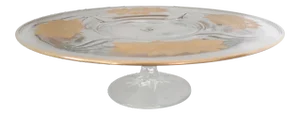 Floral Gold Cut Glass Cake Stand