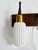 1960s Mid Century Modern Rosewood & Fluted Glass Double Wall Sconce For Sale - Image 4 of 11
