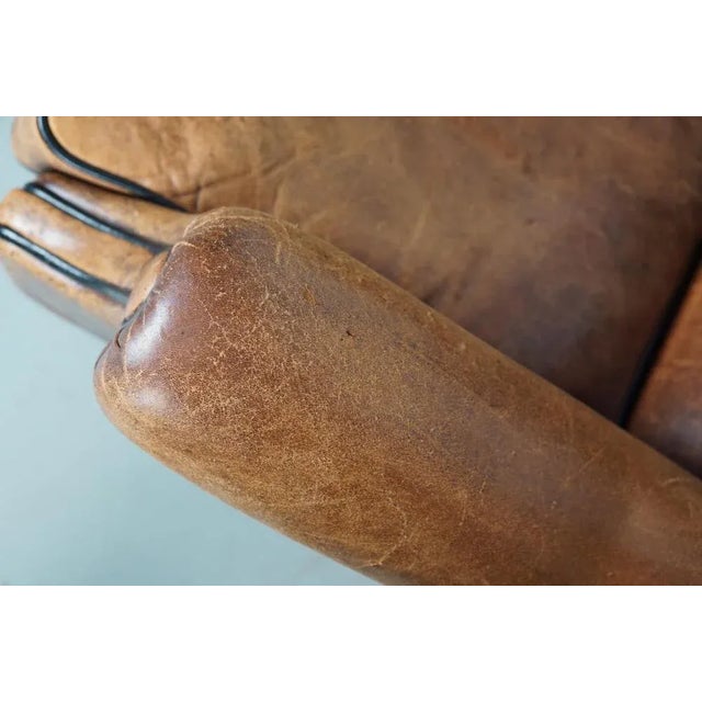 Vintage Dutch Club Chair in Cognac Colored Leather For Sale - Image 6 of 17
