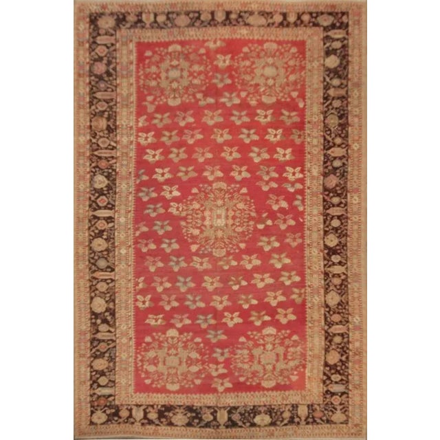 Textile Hand-Knotted Antique Gordes Rug Red and Beige Floral Pattern For Sale - Image 7 of 7