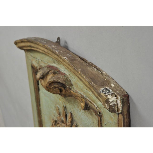 18th C French Louis XV Baroque Style Green Distress Painted Trumeau Wall Mirror For Sale - Image 12 of 18