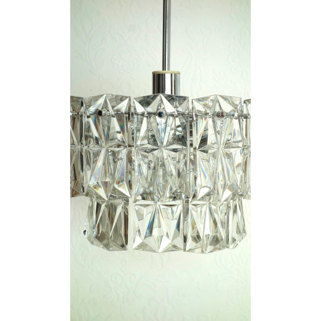 Mid-Century Modern Chrome and Crystal Glass 7-Flame Chandelier from Kinkeldey, 1960s For Sale - Image 3 of 12