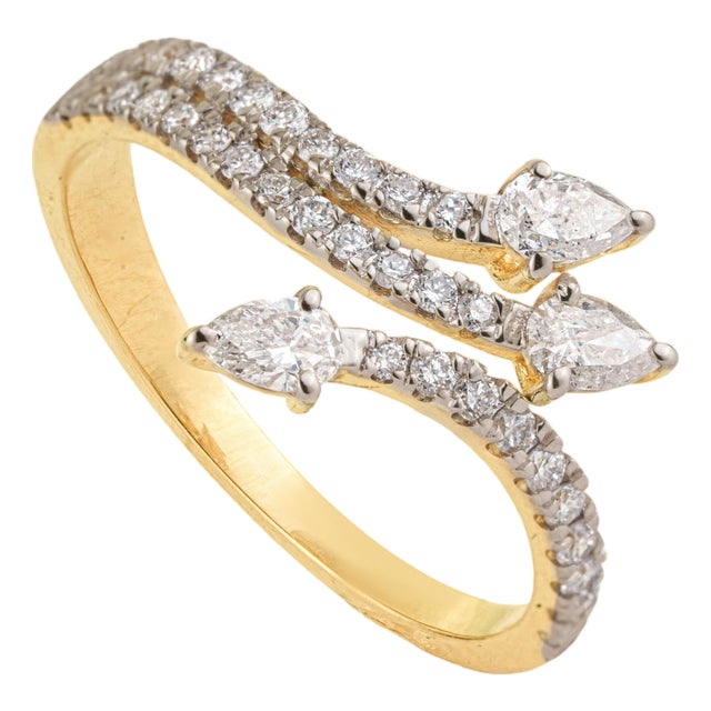 VRJewels Celestial Open Bypass Diamond Engagement Ring Size 6 in 14k Solid Gold For Sale