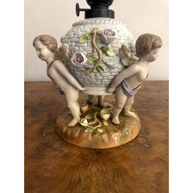 Antique Porcelain Oil Lamp from Sitzendorf, 1900 For Sale - Image 3 of 7