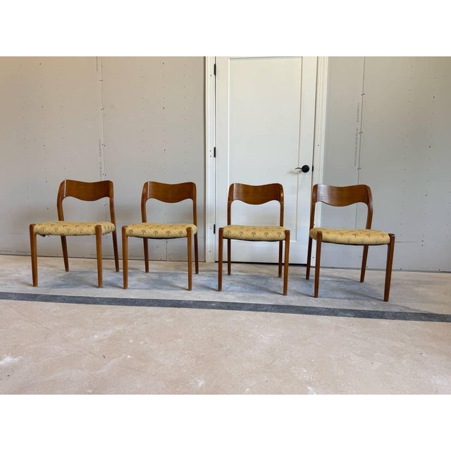 Mid 20th Century Mid 20th Century Neils O Moller Style Scandinavian Modern Model 71 Upholstered Seat Teak Dining Chairs- Set of 4 For Sale - Image 5 of 7