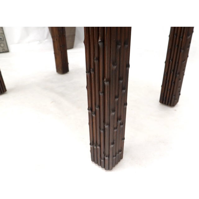 Faux Bamboo Rectangle Walnut Finish Side End Coffee Table For Sale - Image 9 of 11
