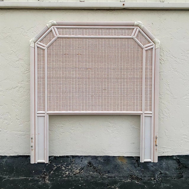 Vintage Rattan Twin Headboard With Pencil Reed Trim For Sale - Image 10 of 10