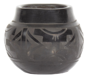 Cresencia Tafoya Santa Clara Pueblo Black on Black Pottery Vase
