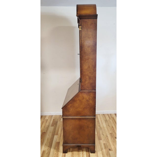 Mid 20th Century Vintage 20th C English Style Burl Walnut Slant Front Secretary Fitted Interior Desk For Sale - Image 5 of 18