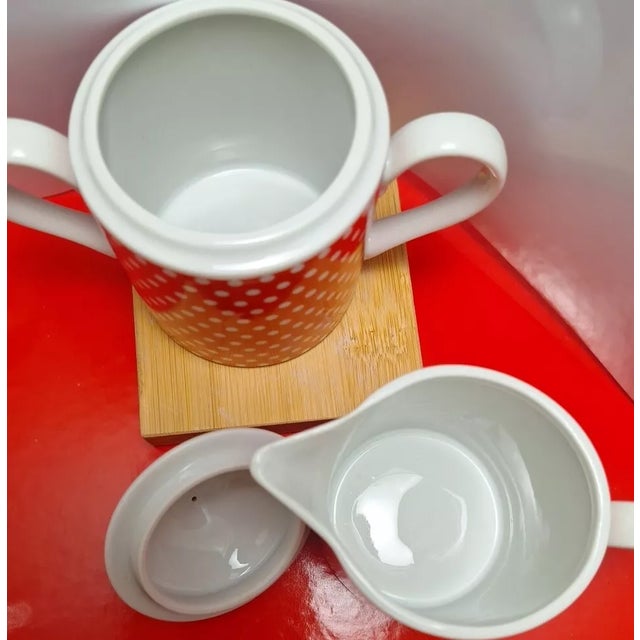 Give yourself an extra treat with this vintage Fitz & Floyd Swiss Polka Dot Sugar & Creamer Set. Made of glazed porcelain,...