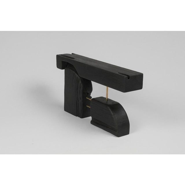 Contemporary Burnt Oak with Brass Side Table by Logniture For Sale - Image 3 of 12