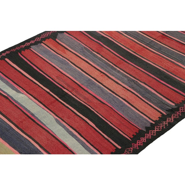 Rug & Kilim Vintage Shahsavan Persian Kilim in Red With Multicolor Stripes, From Rug & Kilim For Sale - Image 4 of 7
