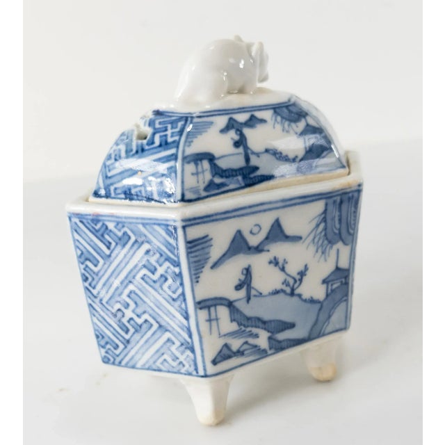Japanese Blue and White Arita Kiln Incense Burner Censer For Sale - Image 13 of 13