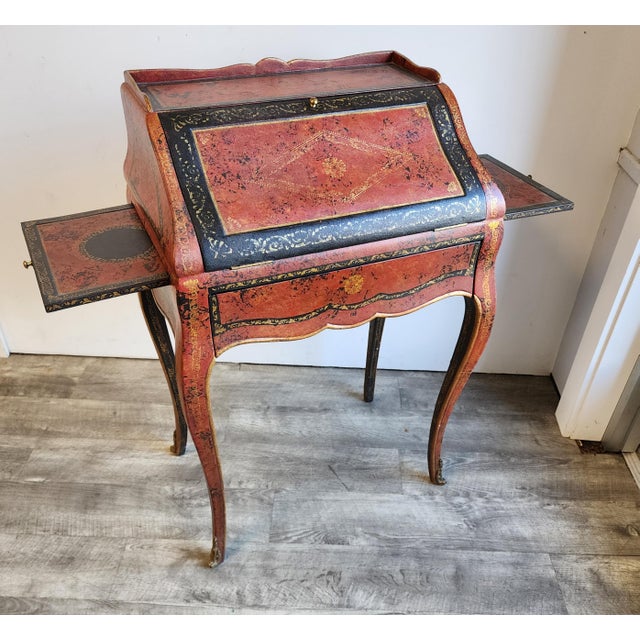 Wood Late 20th Century Louis XV Leather Wrapped Ladies Desk by Theodore Alexander For Sale - Image 7 of 15
