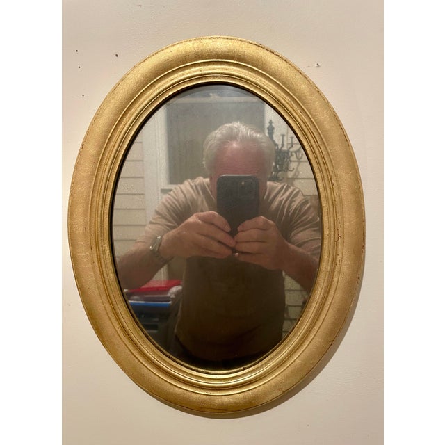 Pair of Vintage Gilt Oval Distressed Mirrors For Sale - Image 11 of 12