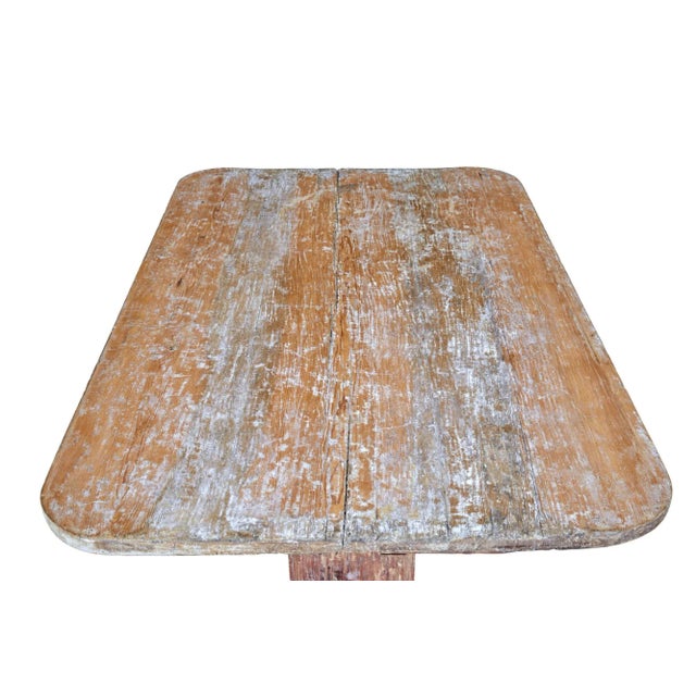 Antique Swedish Rustic Painted Trestle Table For Sale - Image 5 of 8