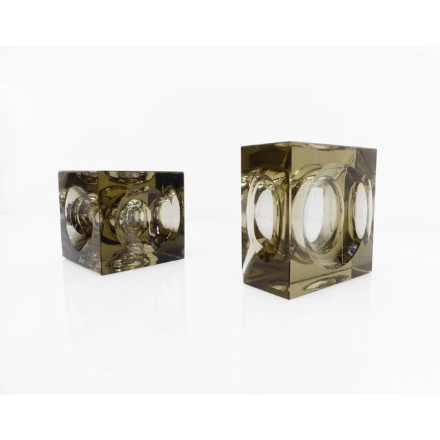 Glass Space Age Ashtray and Table Lighter Set in Smoked Murano Glass by Antonio Imperatore, 1970, Set of 2 For Sale - Image 7 of 9