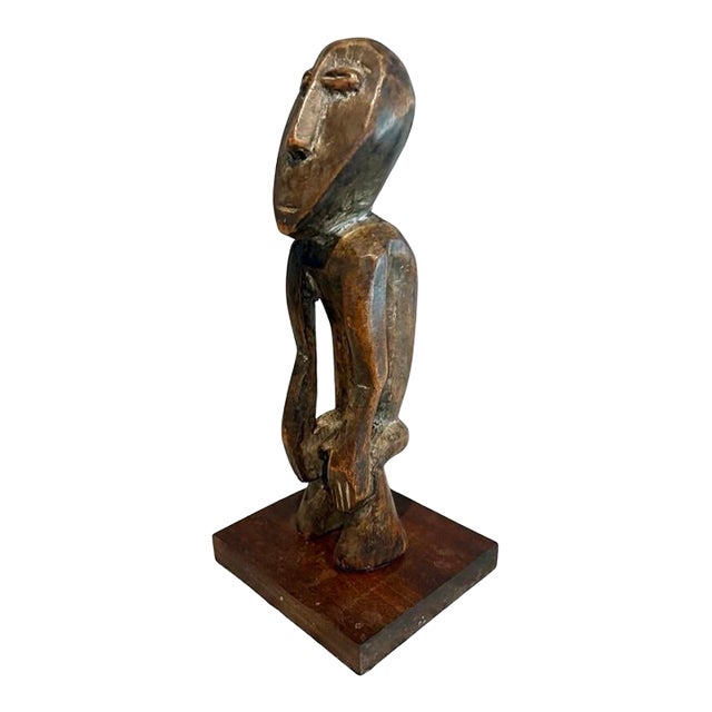 Vintage Hand Carved Wood African Male Lega Figure From the Democratic Republic, 11” For Sale