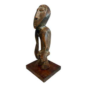 Vintage Hand Carved Wood African Male Lega Figure From the Democratic Republic, 11”