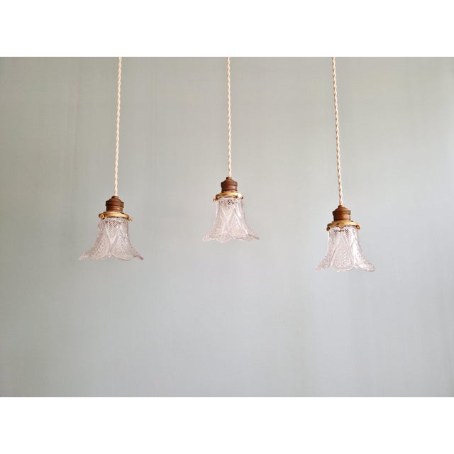 Art Deco Pendant Lights in Clear Glass, 1920s-1930s, Set of 3 For Sale - Image 11 of 17