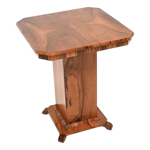 Art Deco Figured Walnut Occasional Side Table, 1930 For Sale