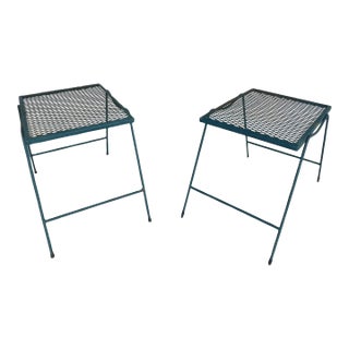 Vintage Wrought Iron Saarinen Style End Tables - a Pair For Sale