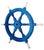 Traditional Antique Vintage Nautical Handcrafted Blue Wooden Ship Wheel With Aluminium Hub & Handle For Sale - Image 3 of 6