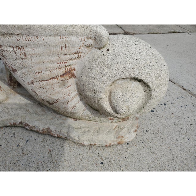 1980s Whimsical Outdoor Cast Stone Planter of Frog Pulling a Snail Shell For Sale - Image 10 of 11