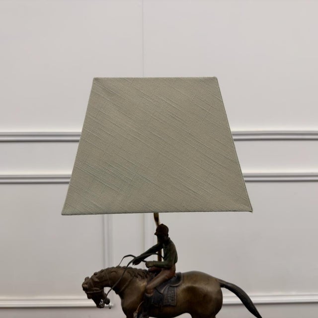 Classic English Bronze Horseman Table Lamp For Sale - Image 4 of 10
