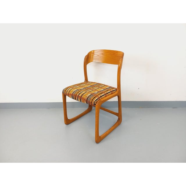 Vintage Sleigh Chair in Wood and Wool Fabric from Baumann, 1970s For Sale - Image 11 of 14