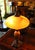 Vintage Art Nouveau Blown Glass Table Lamp W/ Brass Base, Caramel Slag, Houze For Sale - Image 12 of 15