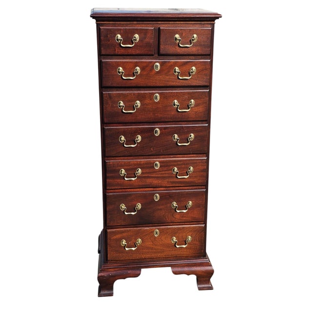 Mid 20th Century Vintage Council Chippendale-Style 7-Drawer Tallboy / Semainier / Lingerie Chest For Sale - Image 5 of 11