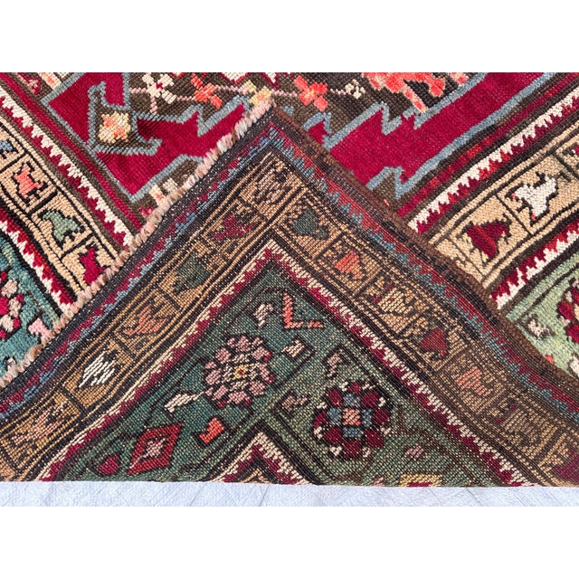 Antique Caucasian Akstafa Hand-Knotted Wool Rug - 4'6" X 4'2" For Sale - Image 9 of 10
