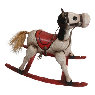 1979 Enesco Musical Wooden Rocking Horse Music Box Toy Land Works Repaired For Sale